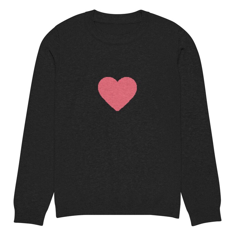 Fashion Red Heart Embroidered Knit Sweater Blouse