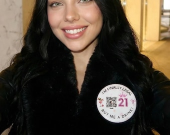 Botón de código QR personalizado: regalo de cumpleaños número 21