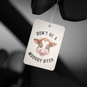 Deodorante per auto Moody Cow / Umorismo rustico, accessorio impertinente (Auto nuova, Pino, Ghiaccio nero) immagine 5