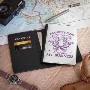 Manifesting Dreams Passport Cover, Faux Leather Passport Cover, Passport Wallet RFID Blocking, Custom Passport Wallet