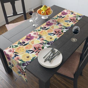Floral Table Runner, Floral Cotton Home Decor for Dining, Wedding Table Display, Cotton Twill Table Runner, Polyester Table Setting