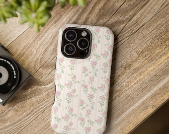 Floral Impact-Resistant Phone Case, Vintage Style Phone Cover