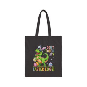Dinosaur Easter Tote Bag, Reusable Shopping Bag, Kids Easter Gift, Funny Easter Egg Hunt Tote, Cute Easter Bag