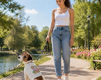 Camiseta sin mangas para perros con estampado veraniego, camiseta de algodón suave para mascotas, conjunto transpirable para cachorros.