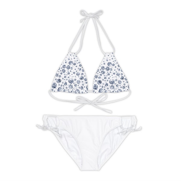 Rhinestone x Bride Strappy Bikini Set (AOP) | Wedding Bikini Wear 2pc