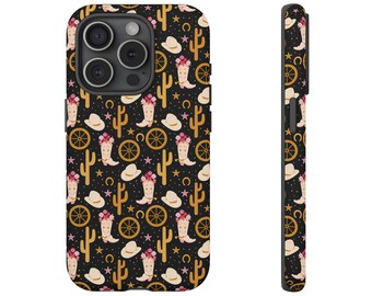 Custodia per telefono con motivo stivali da cowgirl, stile western rodeo rancher