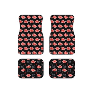 Anime Car Mats - 4 Custom Vehicle Floor Mat Set, Japanese Style Auto Accessories, Otaku Gift, Cartoon Anime Lover Gift, Unique Car Decor