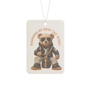Geïllustreerde auto luchtverfrisser teddybeer | Nieuwe auto, grenen, Black Ice-geuren afbeelding 9