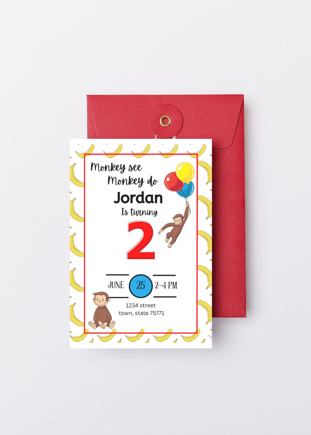George Michael Invitation Curious George Birthday Invitation - Etsy
