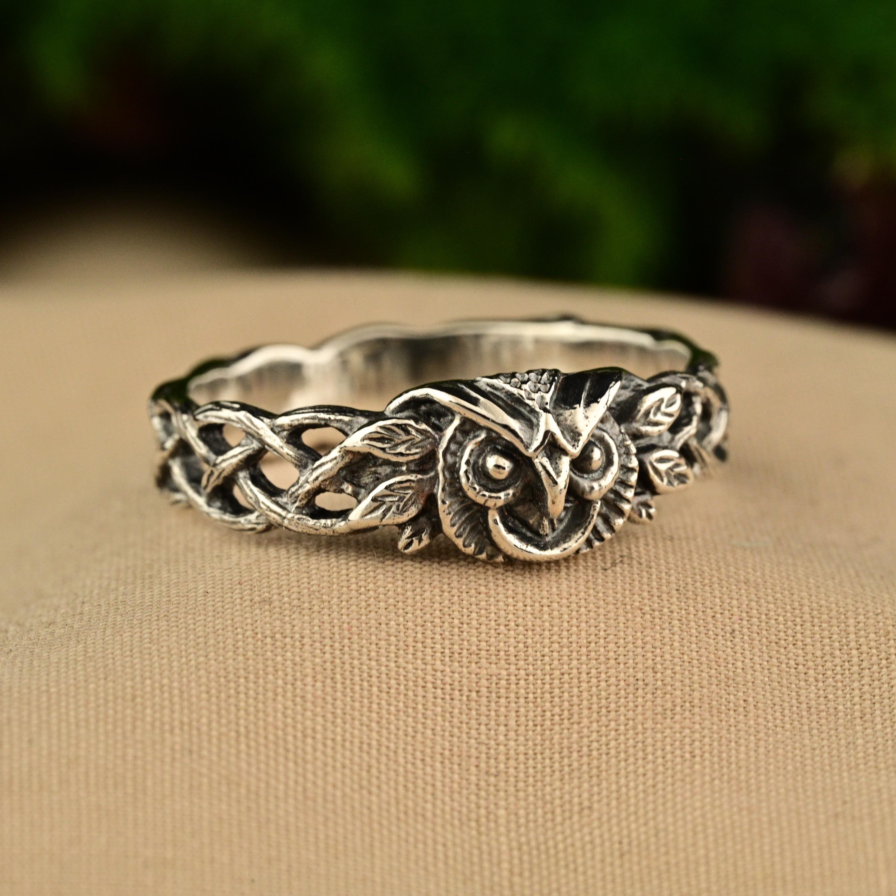 Owl Symbol Ring Sterling Silver Witchy Jewelry Magic Ring Spiritual Gift for Her