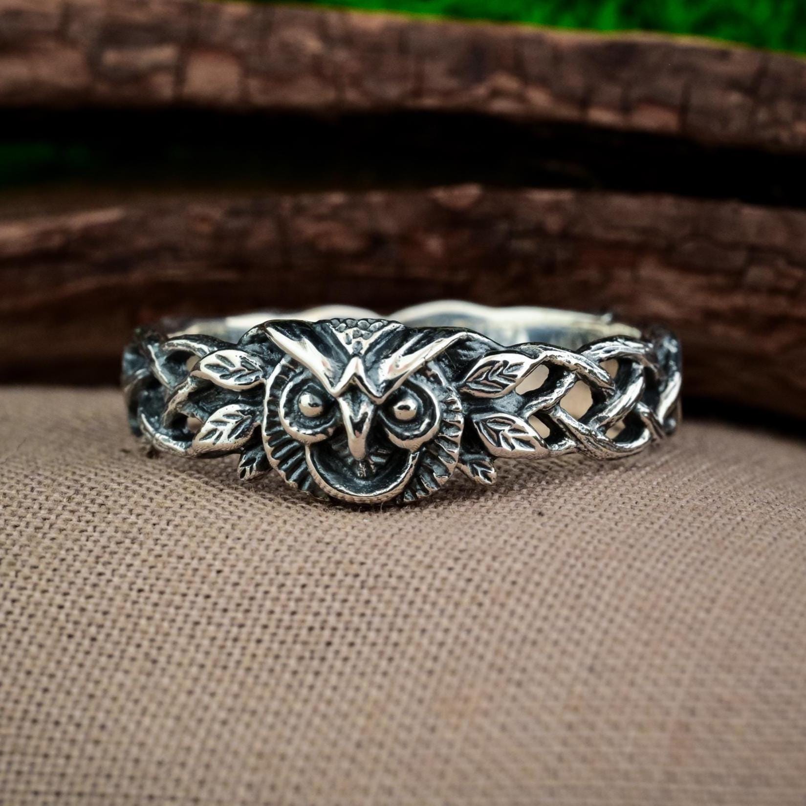 Owl Ring &ndash; Spirit Animal Nature Sterling Silver 925 Unique Symbolic Statement Vintage Dainty D