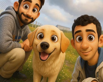 Retrato personalizado estilo Pixar / Ilustración digital personalizada de parejas, familias y mascotas / Regalo único