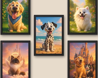 Huisdierportret in Pixar-stijl, aangepaste cartoon huisdierportret, gepersonaliseerd huisdierportret van foto, illustratie schattig huisdier, digitaal huisdierportret