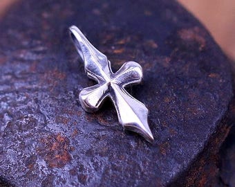 Tiny Cross Pendant, S925 Sterling Silver Cross Pendant, Gothic Cross Charm, Minimal Layering Necklace, Christian Gift, Alternative Jewelry