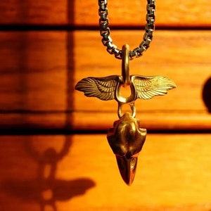 Handgemaakte S925 zilveren raaf schedel vleugelhanger voor liefhebbers van gothic, viking of raven, symbolische raaf totemhanger ketting