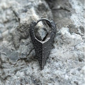 S925 Oxidized Silver Minimalist Men's Earrings, Dark Aesthetic Silver Hoop Earrings, Unisex Textured Ear Jewelry, Unique Geometric Hoops image 5