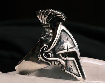 Knight Helmet Ring, S925 Sterling Silver Chunky Ring, Mens Medieval Ring, Warrior Armor Jewelry, Templar Statement Band, Alt Jewelry Gift