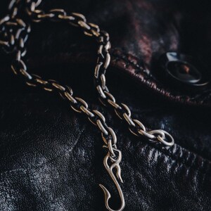 Geoxideerde zilveren ketting, S925 sterlingzilveren schakelketting, gotische slanghaaksluiting, Viking-hangerketting, zware zilveren ketting afbeelding 11