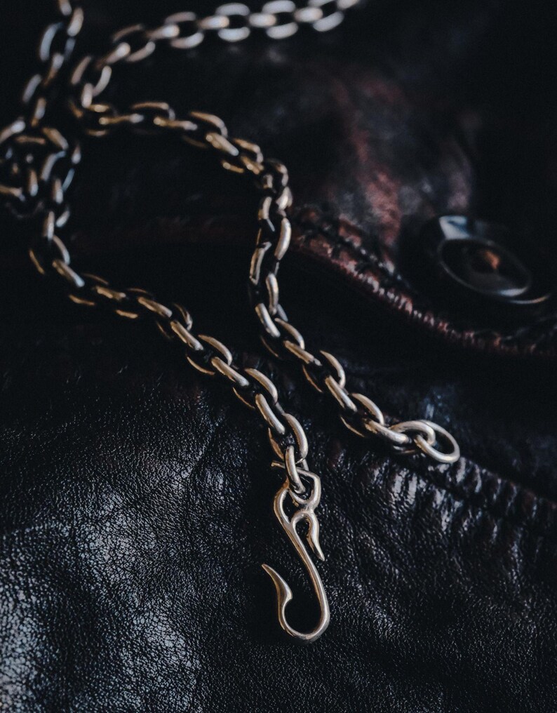 Geoxideerde zilveren ketting, S925 sterlingzilveren schakelketting, gotische slanghaaksluiting, Viking-hangerketting, zware zilveren ketting afbeelding 11