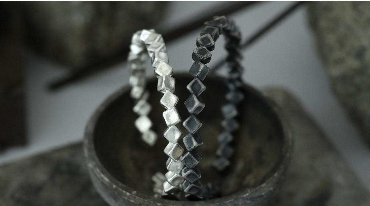 シルバー 幾何学模様 カフブレスレット 手作りS999シルバー幾何学的カフブレスレット、男女兼用調節可能