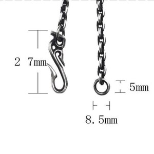 Geoxideerde zilveren ketting, S925 sterlingzilveren schakelketting, gotische slanghaaksluiting, Viking-hangerketting, zware zilveren ketting afbeelding 8