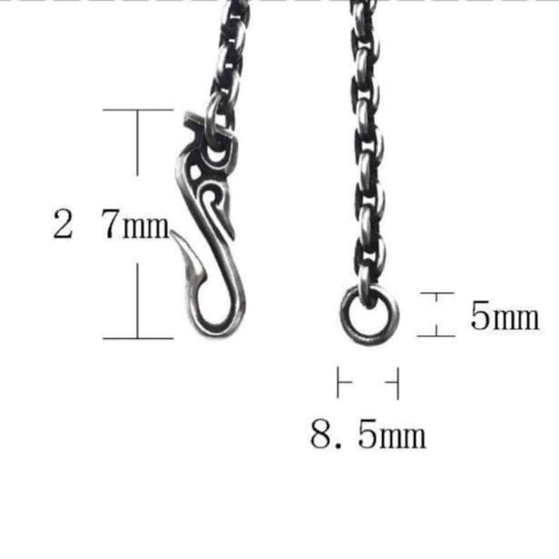 Geoxideerde zilveren ketting, S925 sterlingzilveren schakelketting, gotische slanghaaksluiting, Viking-hangerketting, zware zilveren ketting afbeelding 8