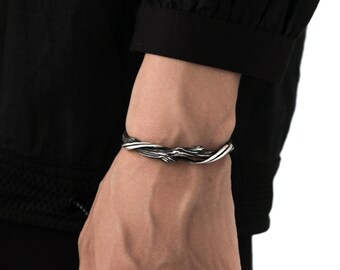 S999 Silver Driftwood Inspired Open Cuff Bracelet, Sterling