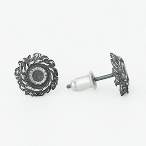 S999 Pure Silver Sunflower Earrings, Van Gogh Inspired, Handcrafted Oxidized Vintage Men's Stud Earring, Unique Floral jewelry, Gift for Her image 10