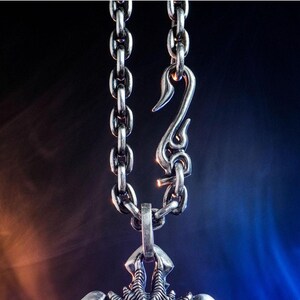 Geoxideerde zilveren ketting, S925 sterlingzilveren schakelketting, gotische slanghaaksluiting, Viking-hangerketting, zware zilveren ketting 5.5mm