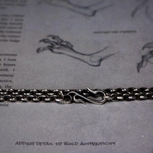 Geoxideerde zilveren ketting, S925 sterlingzilveren schakelketting, gotische slanghaaksluiting, Viking-hangerketting, zware zilveren ketting afbeelding 3