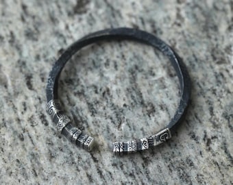 S999 Silver Black Myth Wukong Bangle, Adjustable Mobius Open Cuff Bracelet, Unique Jin Gu Bang Design Jewelry, Gift for Him, Gift for Gamers