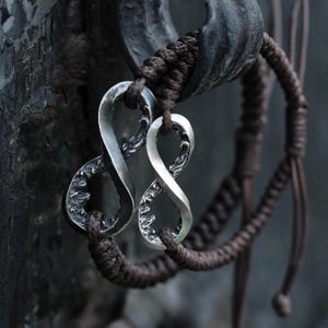 S999 Solid Silver Infinity Bracelet, Mobius Mountain and Sea Hand-Woven Rope, Adjustable Couple Jewelry, Eternal Meaningful Gift for Him Her image 17