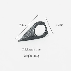 S925 Oxidized Silver Minimalist Men's Earrings, Dark Aesthetic Silver Hoop Earrings, Unisex Textured Ear Jewelry, Unique Geometric Hoops image 9