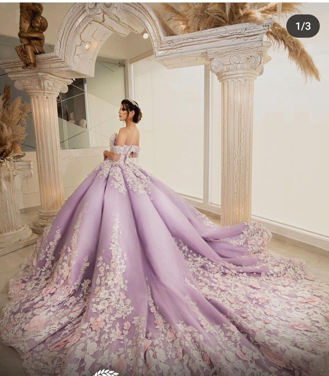 strapless open back dress Sky Blue Ball-Gown Tulle 3D Flowers Sweetheart Quinceanera Dresses Lavender / 16 main image 1
