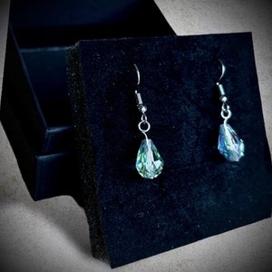 hypoallergenic earrings with transparent drop-shaped crystal image 5