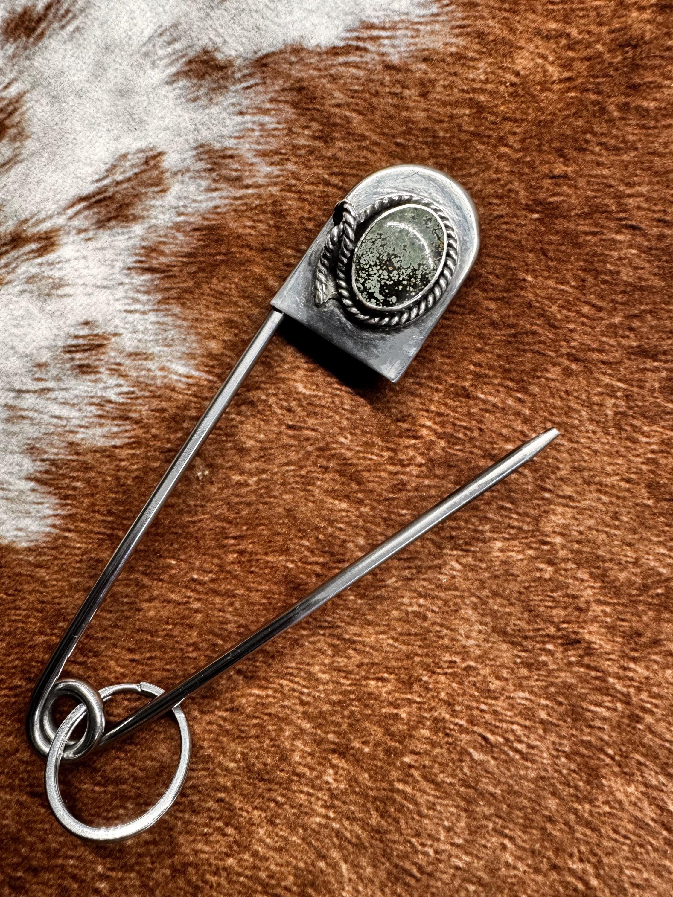 Pin Key Chain Jumbo Pin Key Chain: Stone & Sterling Silver - Etsy