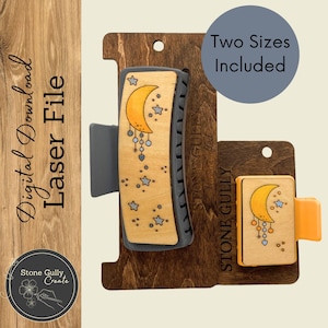 Moon and Stars Hair Clip Set Digital File, Laser SVG
