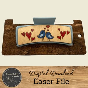 Fichier numérique de pinces à cheveux coeurs et oiseaux d'amour, fichier numérique laser SVG