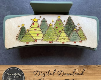 Clip para el cabello con árboles de Navidad SVG, archivo láser