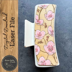 Clip para el cabello con diseño de flor de cerezo SVG, archivo láser
