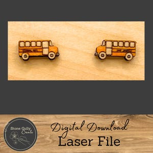 School Bus Stud Earring SVG, Digital Laser File