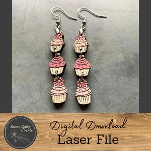 Pendientes con dije de cupcake SVG, archivo láser