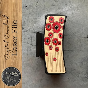 Große Mohnblumen Haarspange SVG, Laser-Datei