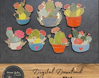 Cactus Magnet Set SVG, Laser File