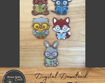 Bookish Forest Animals Magnets SVG, Laser File