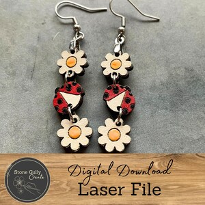 Ladybug Charm Earrings SVG, laser File
