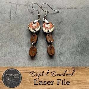 Coffee Charm Earrings SVG, Laser File