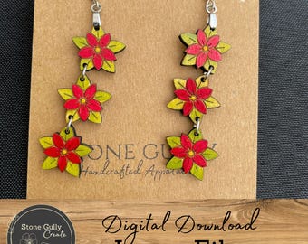 Poinsettia Charm Earrings SVG, Laser File