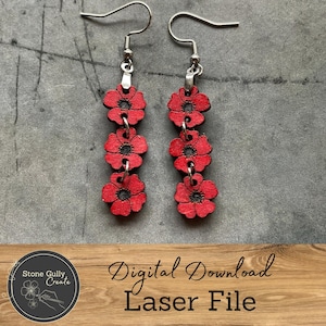 Brincos Poppy Charm SVG, arquivo a laser