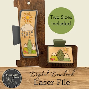 Boho Mountain Scene Hair Clip Set Digital Download, Laser File svg